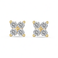 Silver Zircon Round Cut Inlaid Butterfly Ear Studs