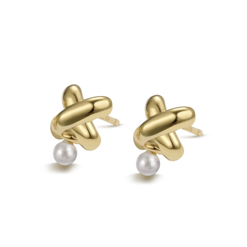Silver Pearl Plane Ear Studs