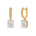 Silver Zircon Radiant Cut Cubic Drop Earrings