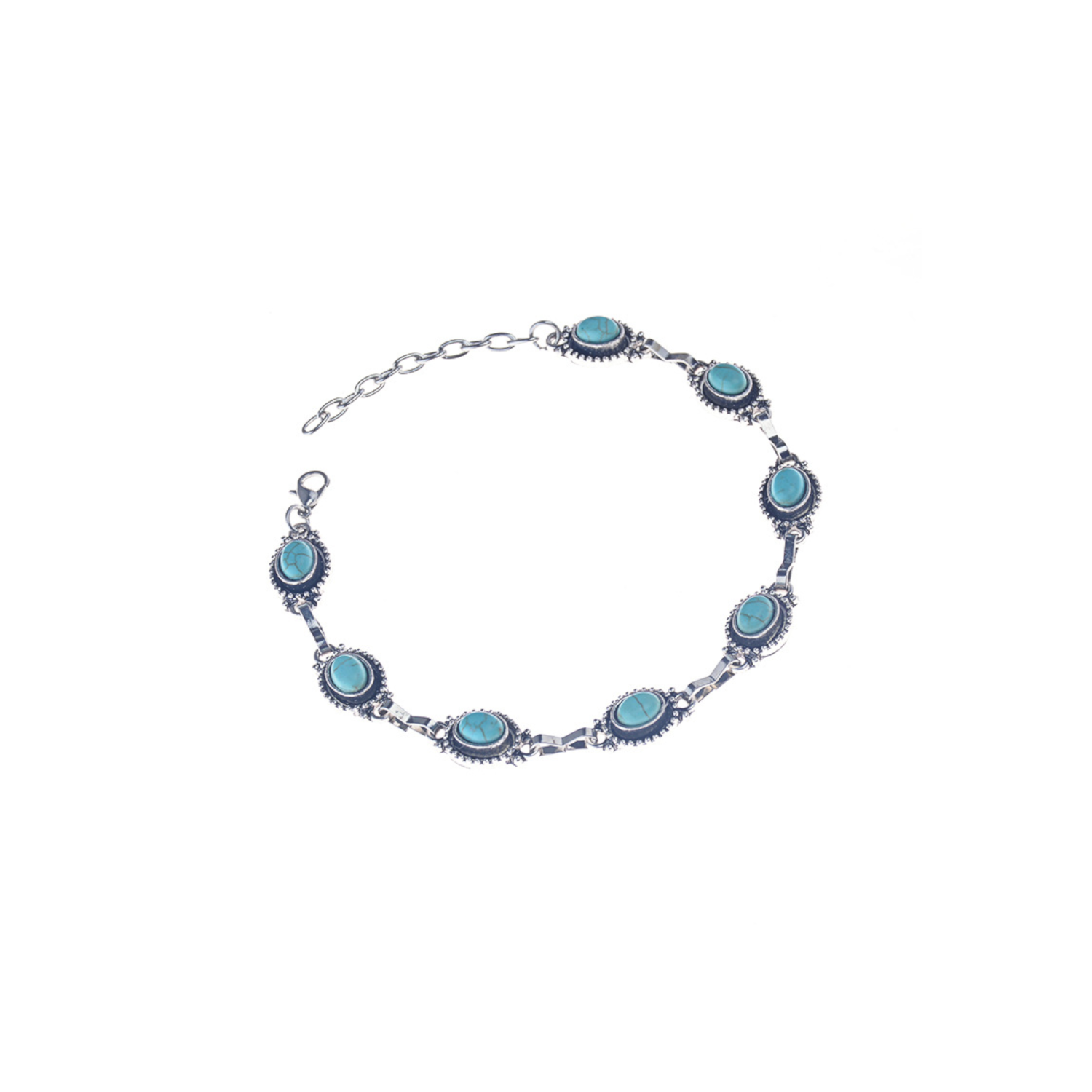 Ethnic Alloy Turquoise Anklet