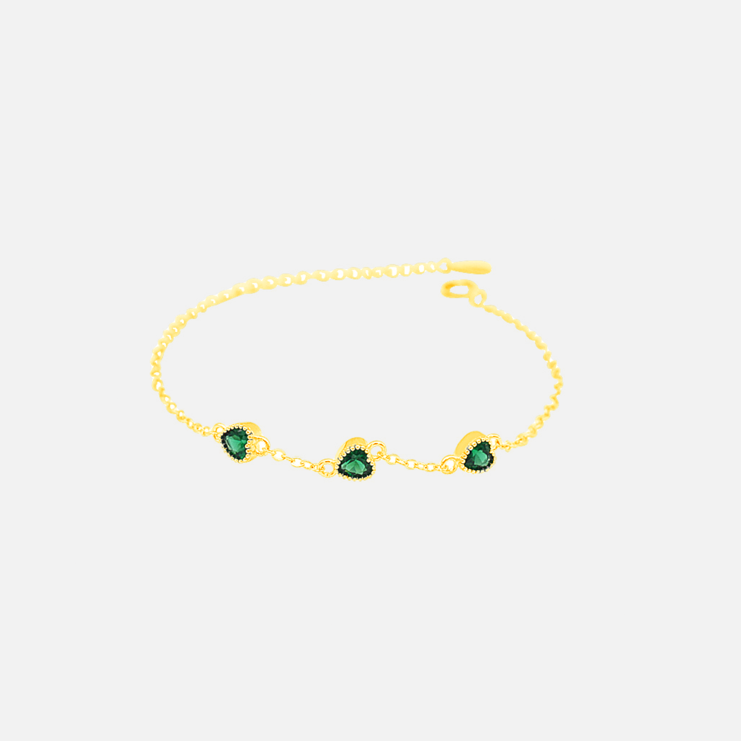 Silver Green Zircon Heart Bracelet