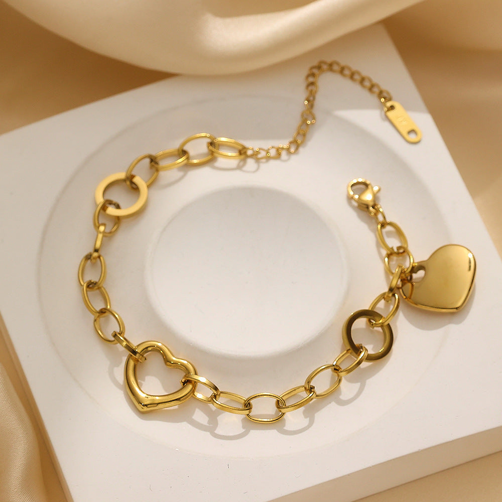 Gold Hollow Heart Bracelet