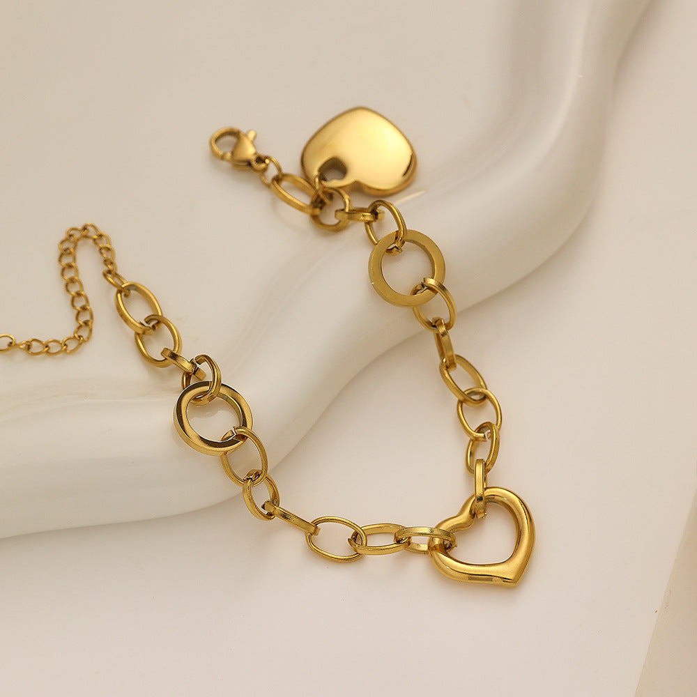 Gold Hollow Heart Bracelet