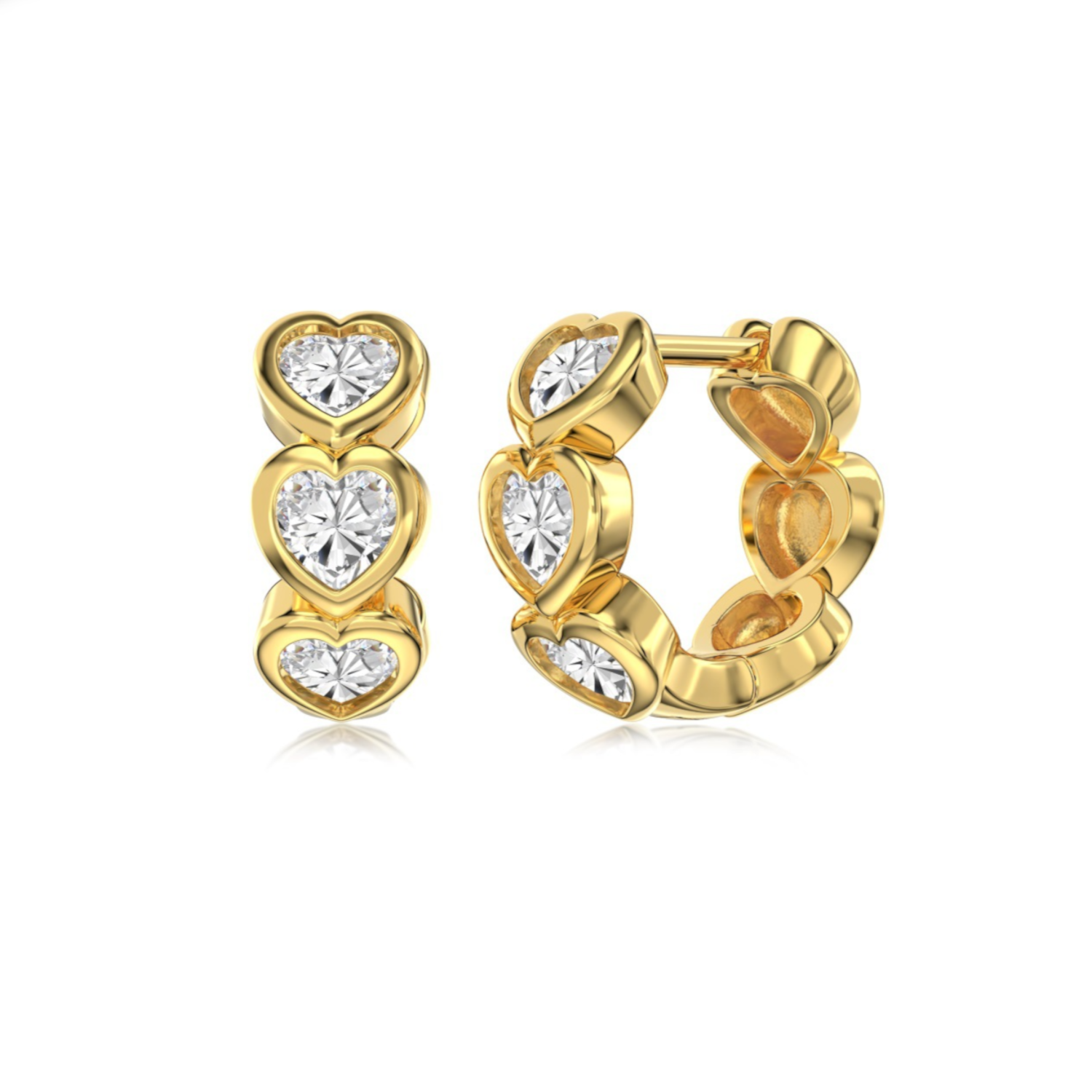 Gold Heart Zircon Earrings