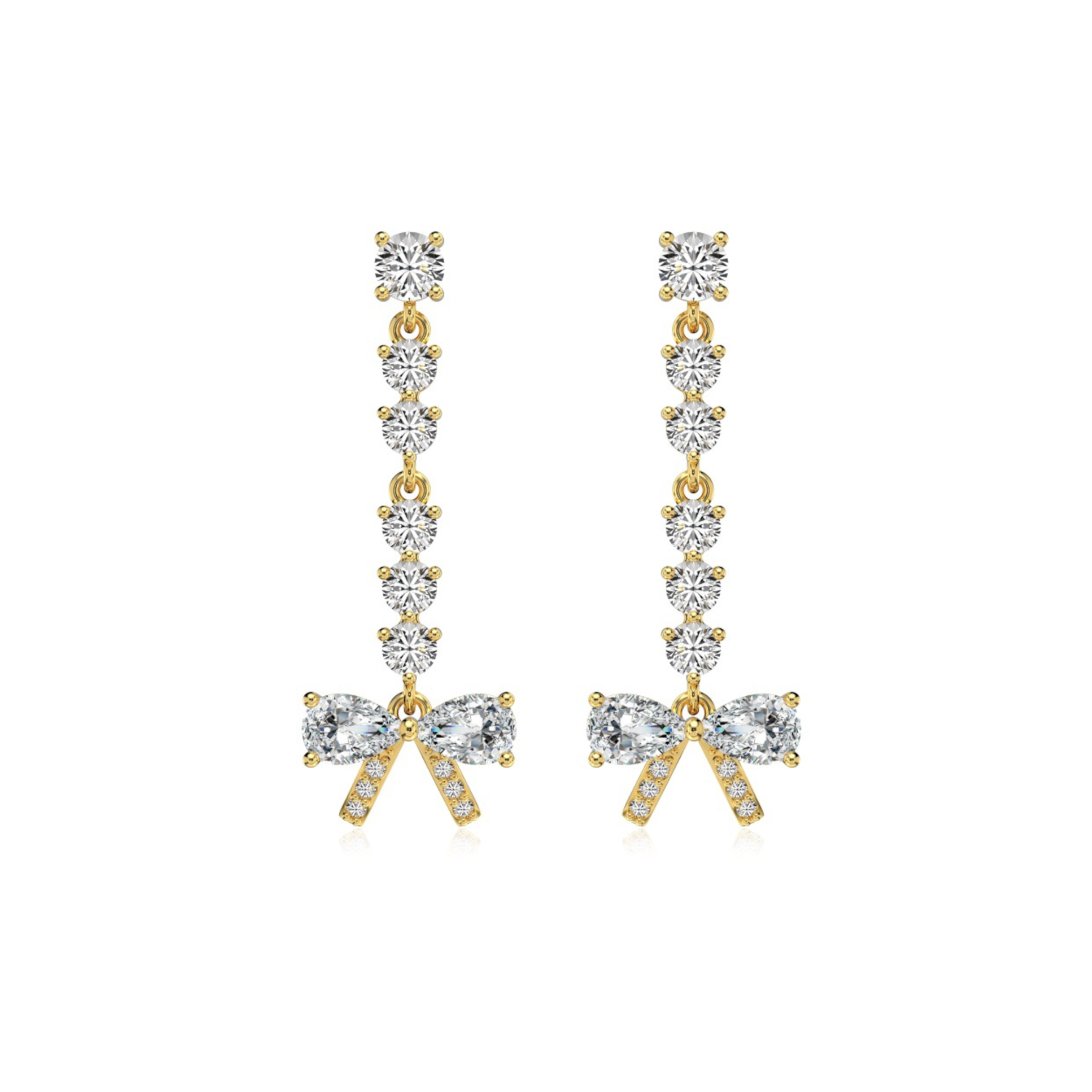 Gold Bow Zircon Earrings