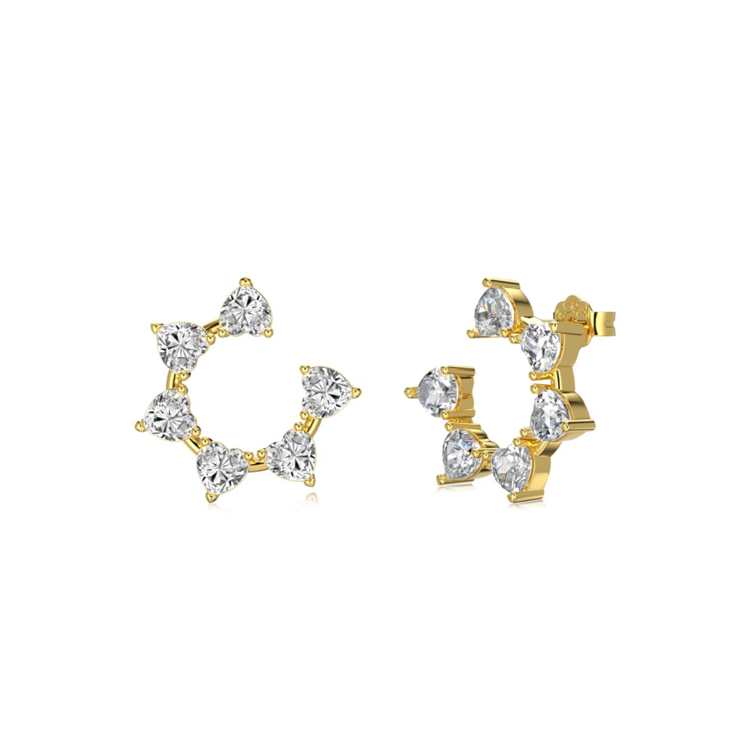 Gold Sunflower Heart Shape Zircon Earrings