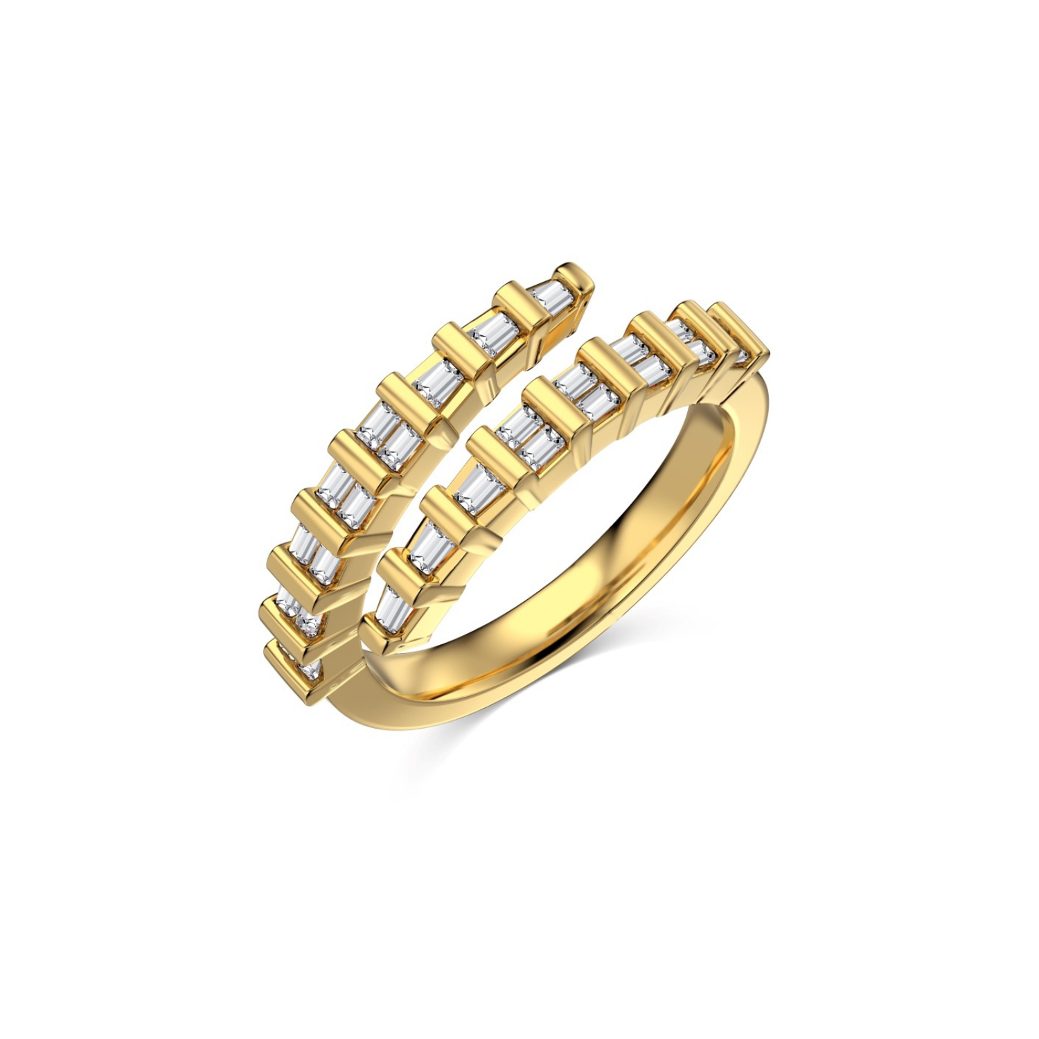 Gold Zircon Inlaid Ring