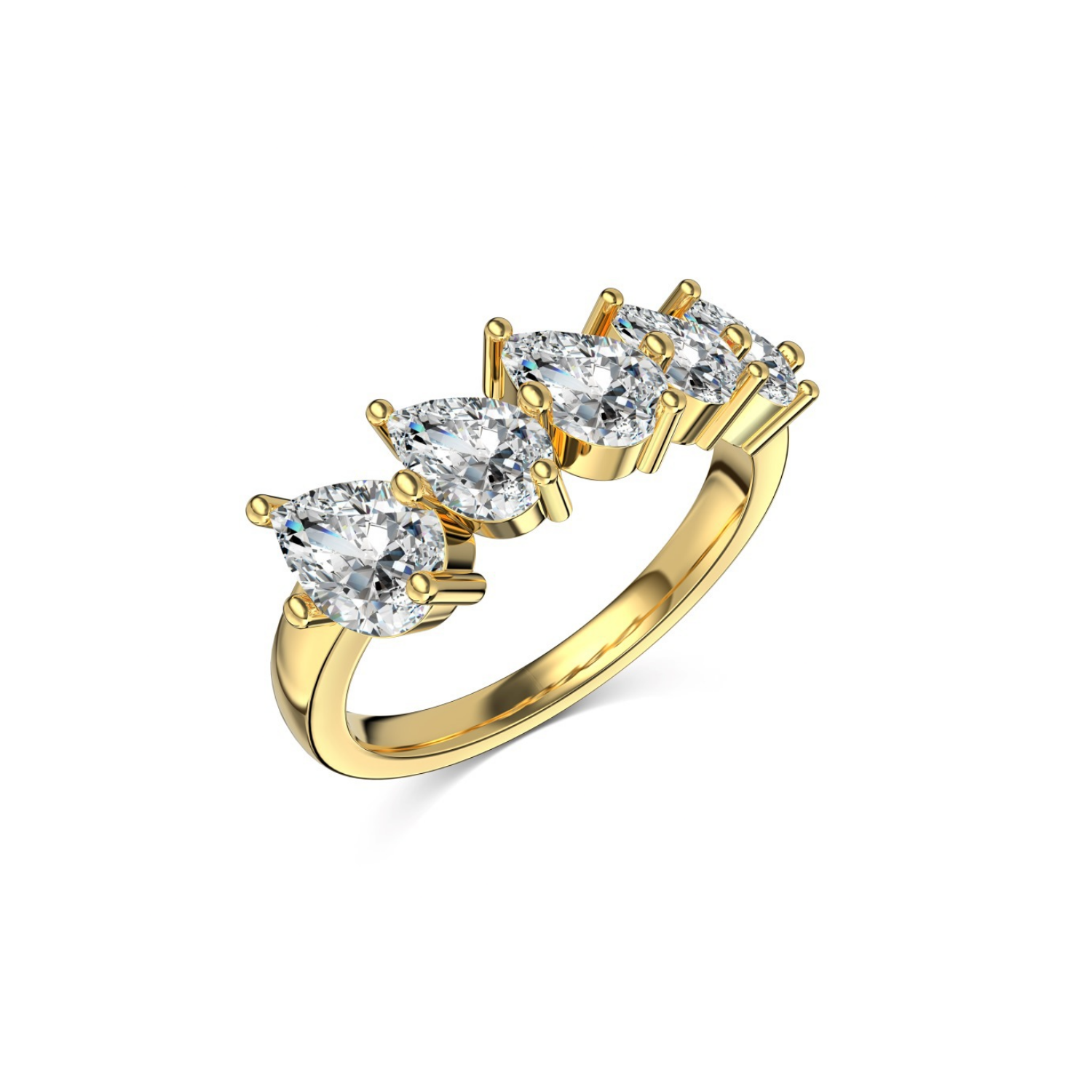 Gold Zircon Inlaid Ring