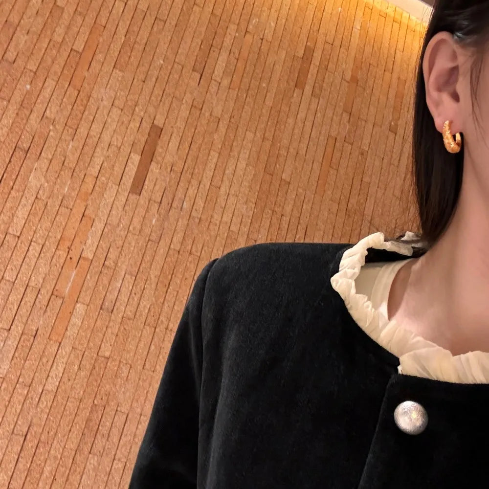 Silver Zircon Round Cut Wheat Ear Hoops