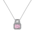 Silver Zircon Radiant Cut Halo Pendant Necklace