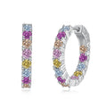 Silver Zircon Round Cut Inlaid Layered Ear Hoops