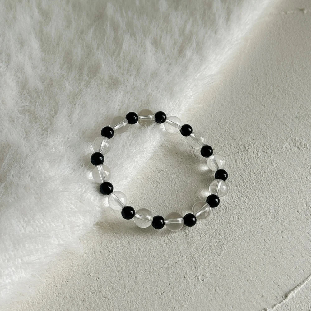 Crystal Onyx Round Cut Multi Shape Beaded Bracelet