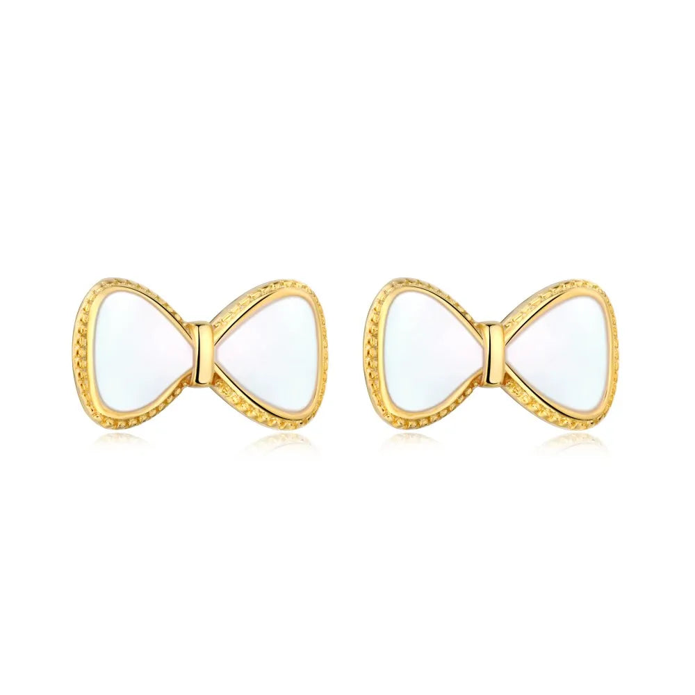 Silver Bow Tie Ear Studs