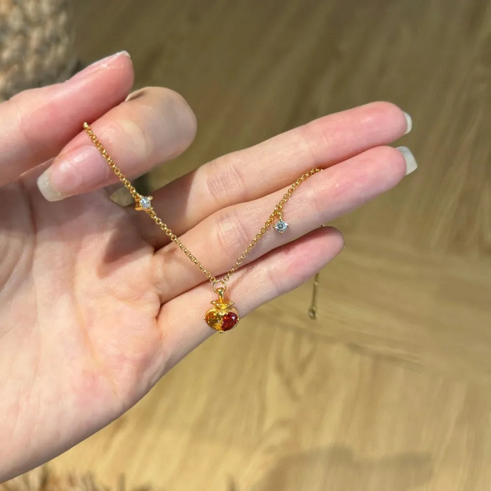 Silver Zircon Pear Cut Fruit Chain Bracelet