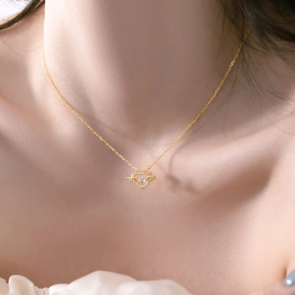 Silver Zircon Round Cut Halo Heart Pendant Necklace