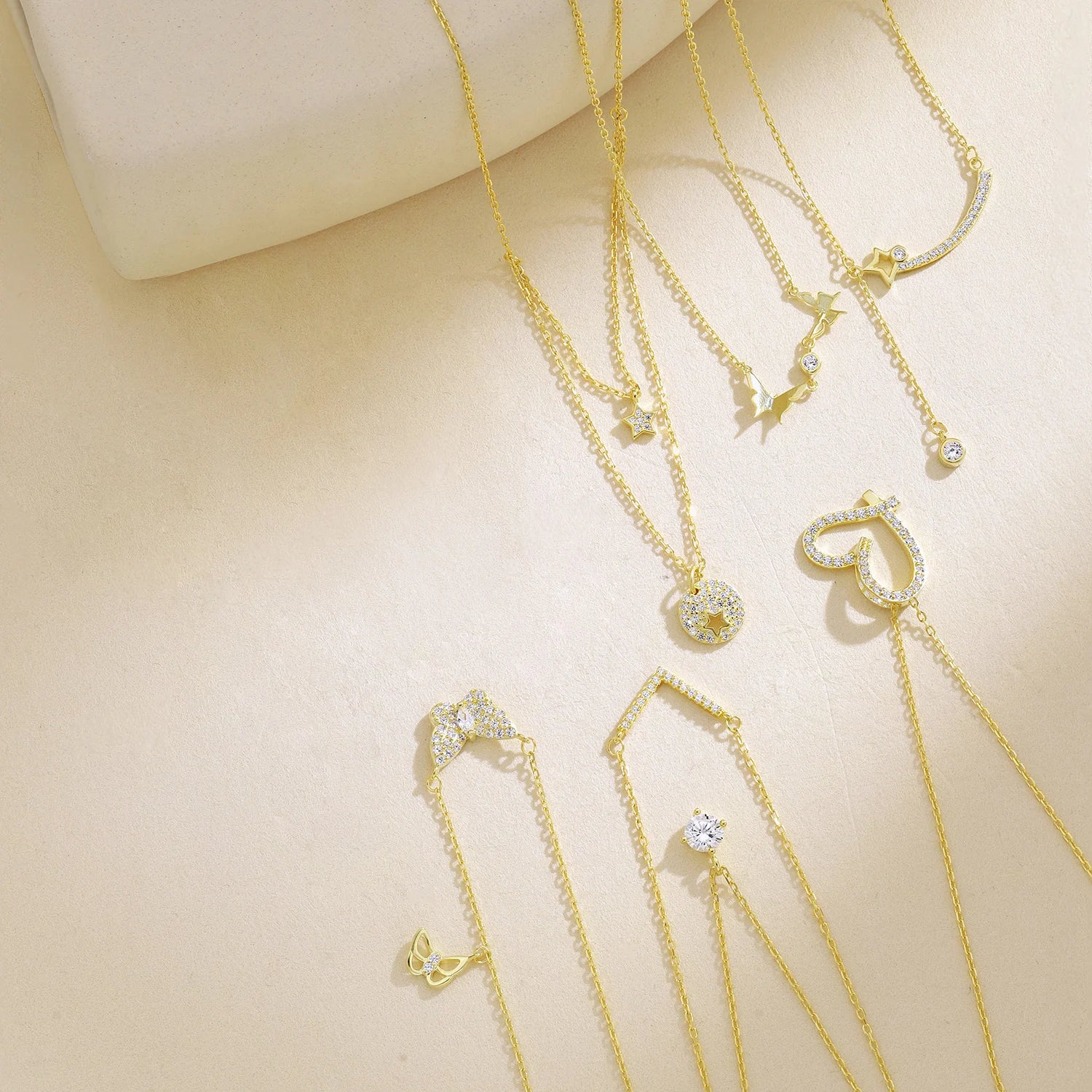 Silver Zircon Heart Cut Love Key Pendant Necklace