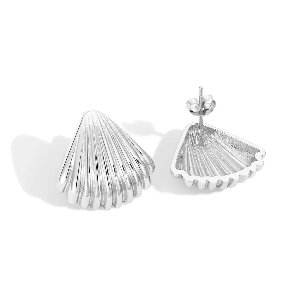Silver Shell Ear Studs