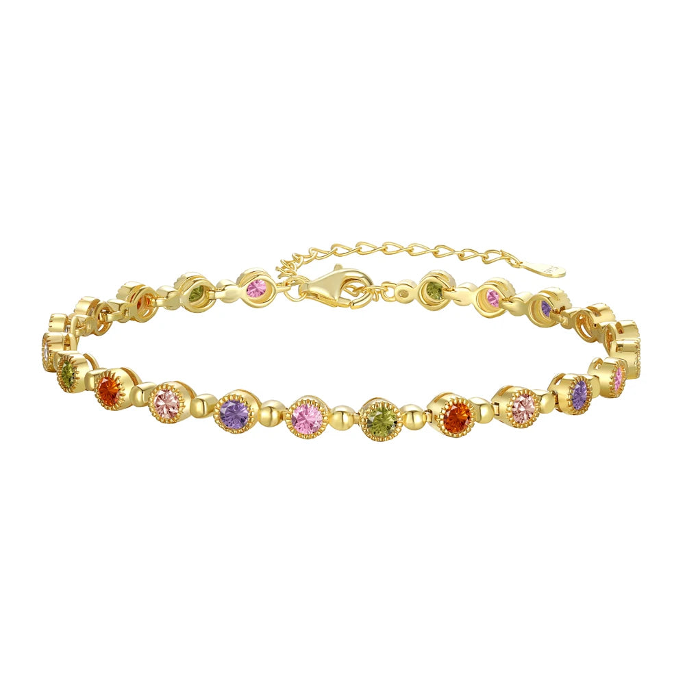 Silver Zircon Round Cut Circle Tennis Bracelet