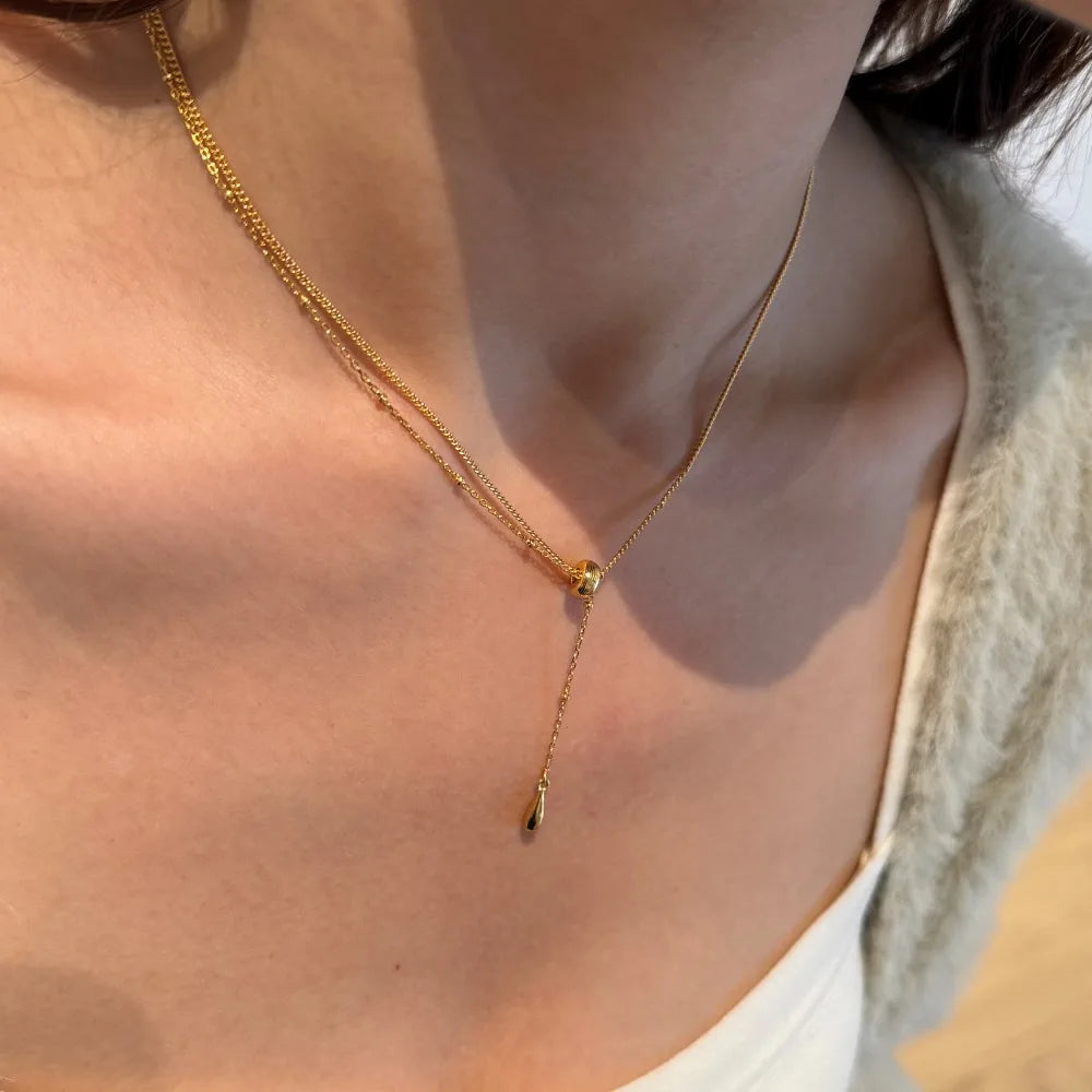 Silver Tassel Water Drop Pendant Necklace