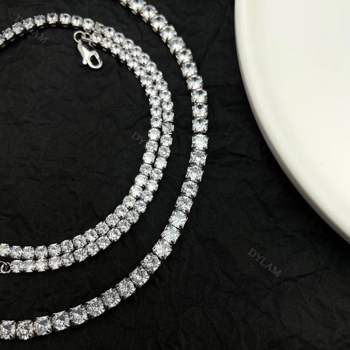 Silver Zircon Round Cut Inlaid Layered Tennis Necklace