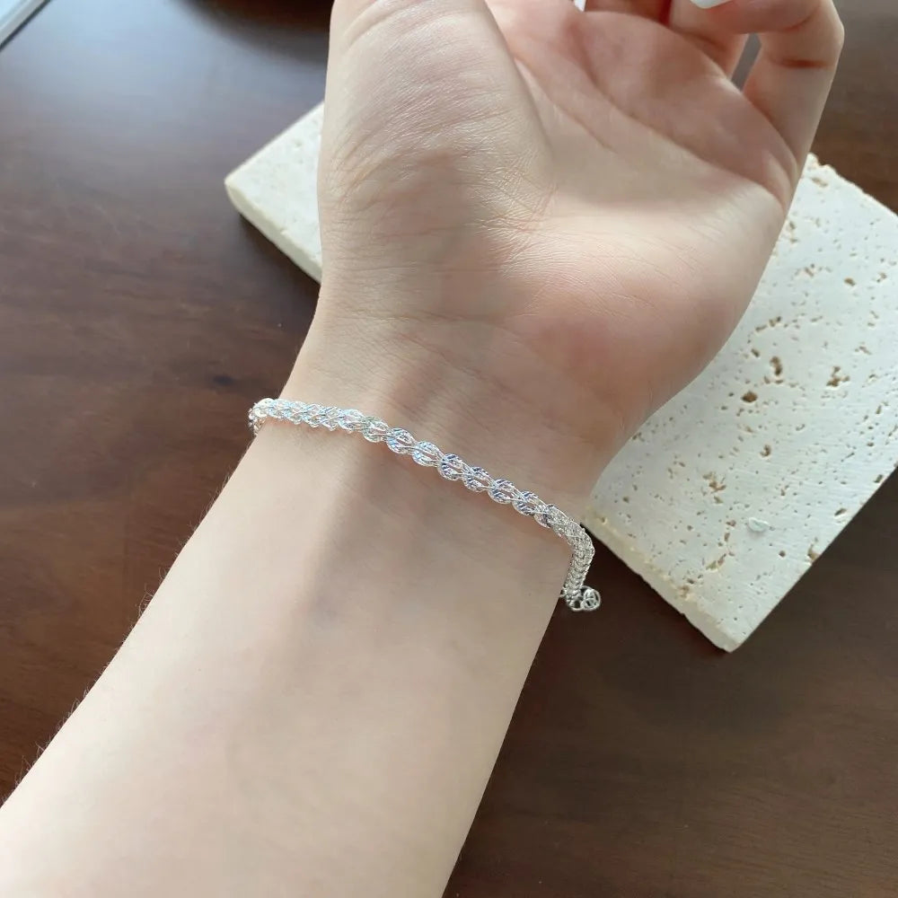 Silver Twisted Link Charm Bracelet