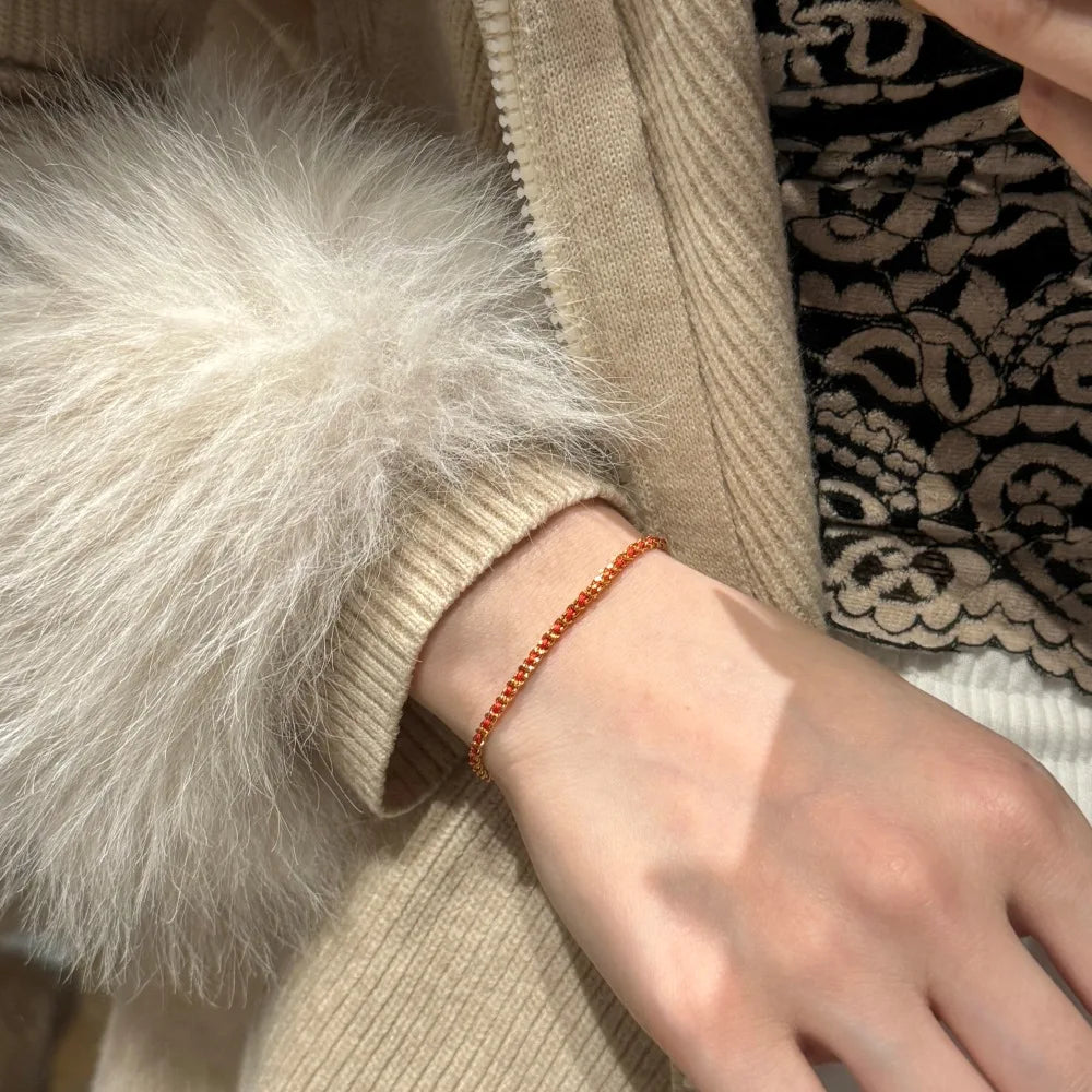 Silver Weaving Link Chain Bracelet