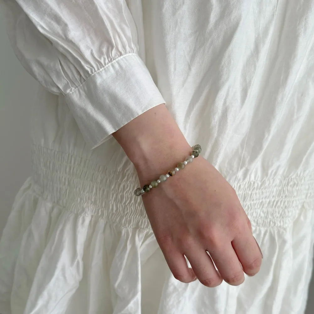 Silver Crystal Round Cut Simple Beaded Bracelet