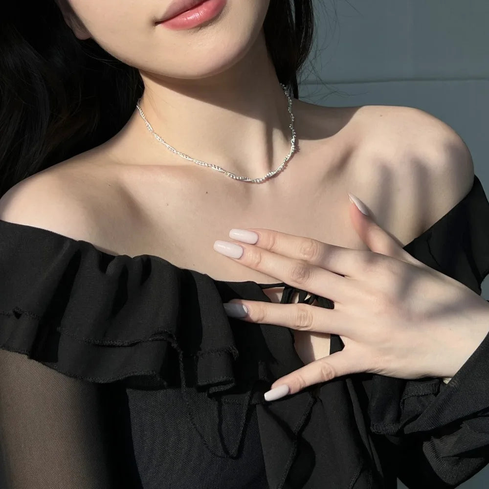 Silver Layered Bangles Beaded Necklace