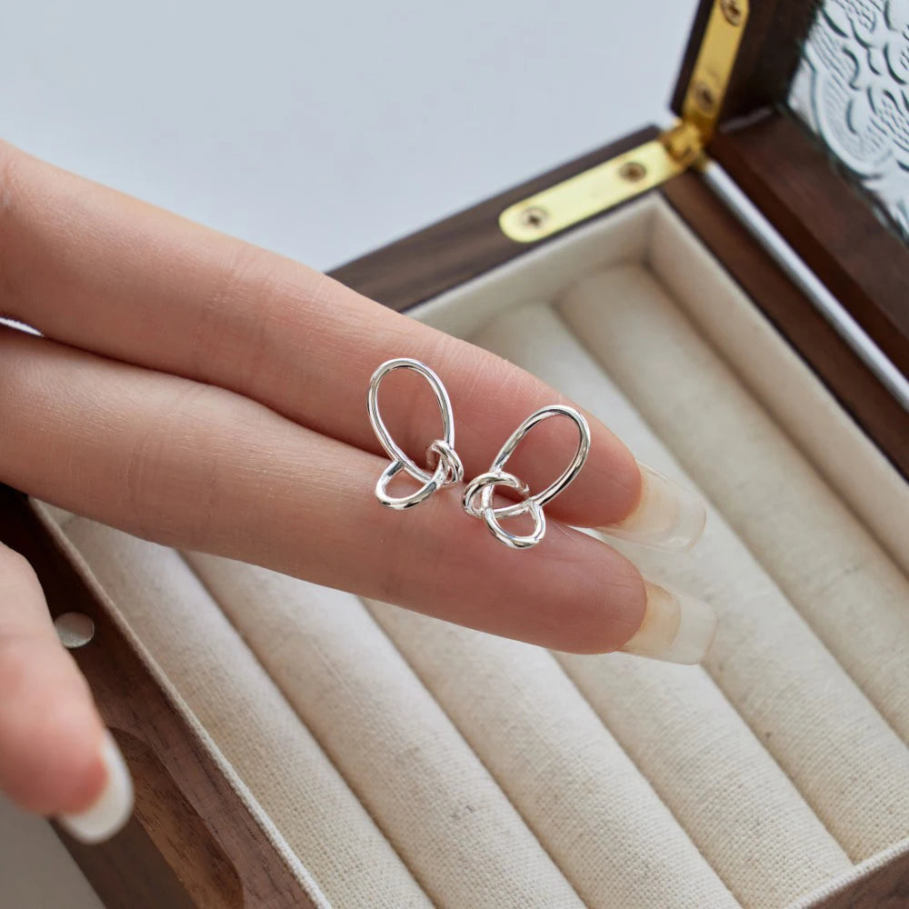 Silver Twisted Curved Ear Studs