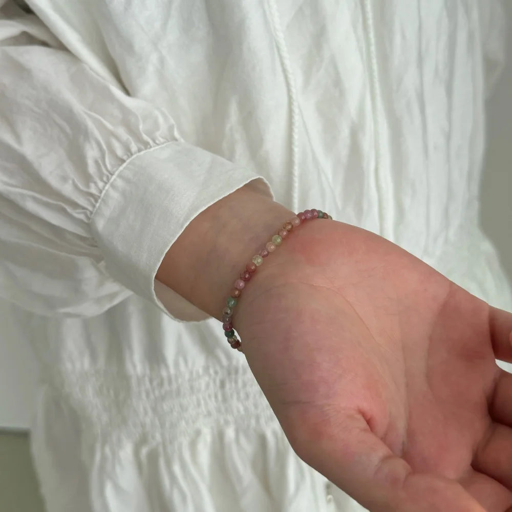 Silver Agate Round Cut Bangles Beaded Bracelet