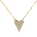 Silver Zircon Round Cut Small Iced Heart Pendant Necklace