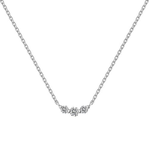 Silver Zircon Round Cut Single Pendant Necklace