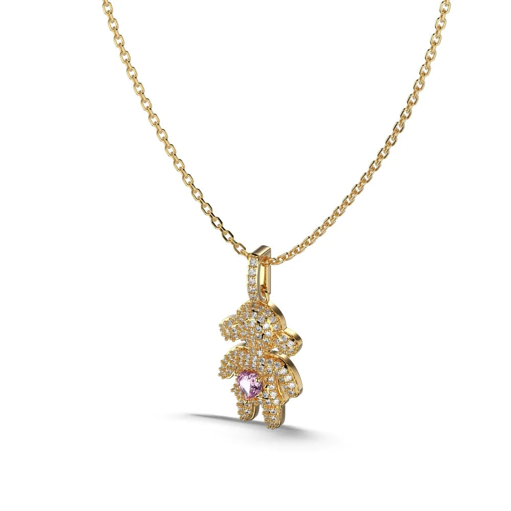Silver Zircon Heart Cut Girl Pendant Necklace