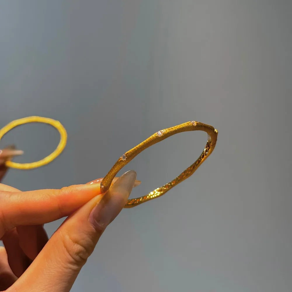 Silver Zircon Round Cut Wave Bangle Bracelet