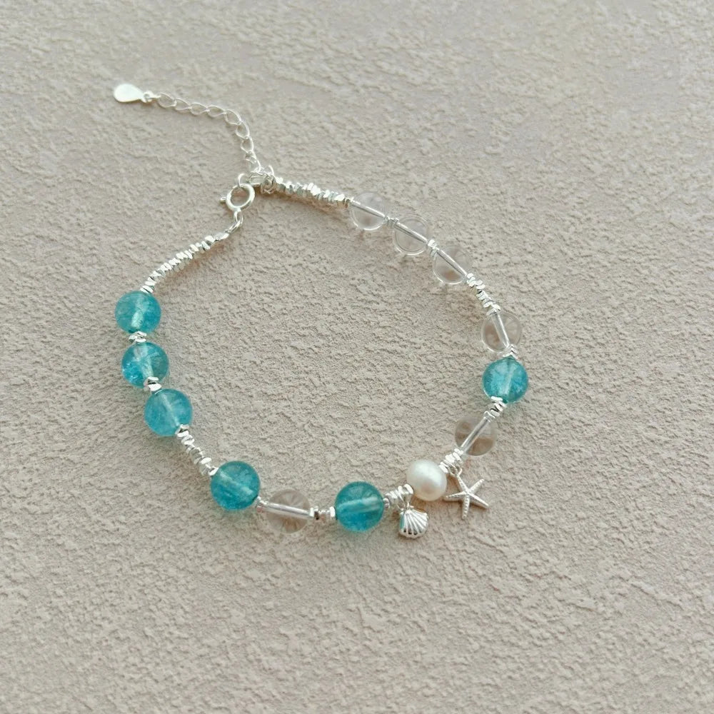 Silver Crystal Round Cut Classic Beaded Bracelet