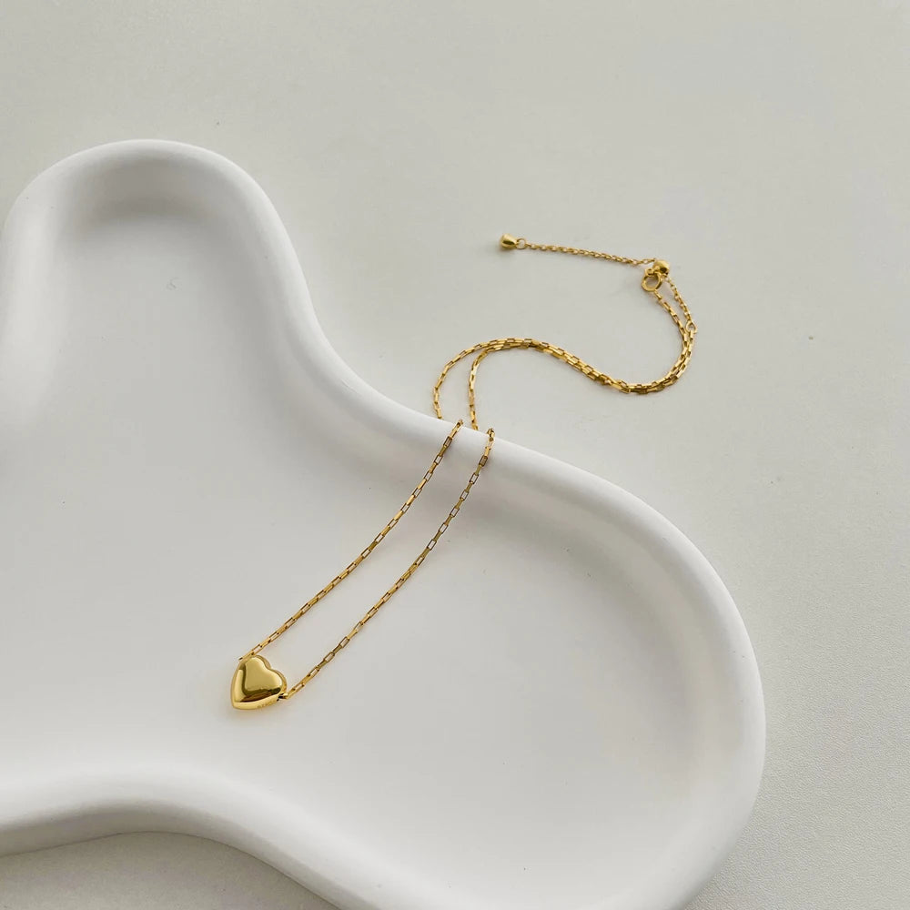 Silver Box Heart Pendant Necklace