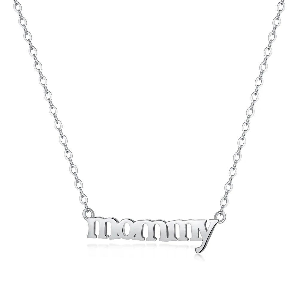 Silver Mommy Bar Necklace