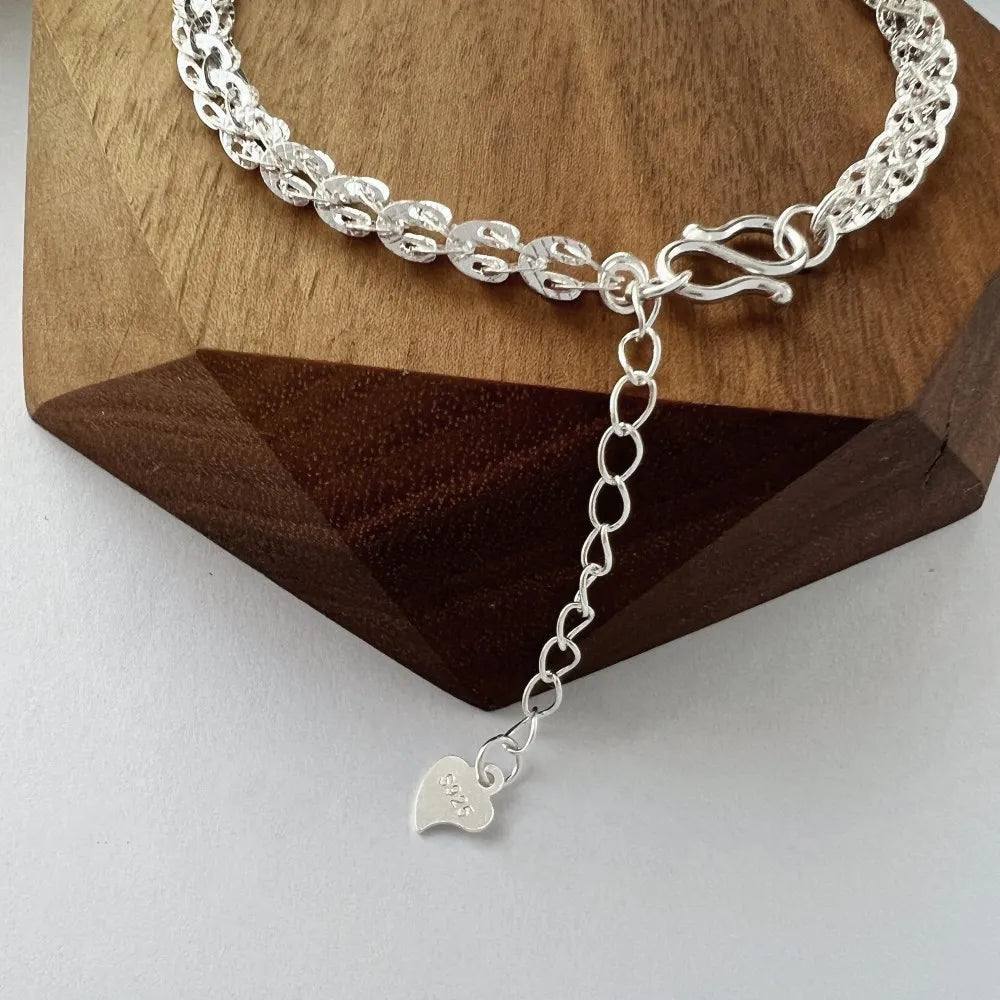 Silver Twisted Link Charm Bracelet