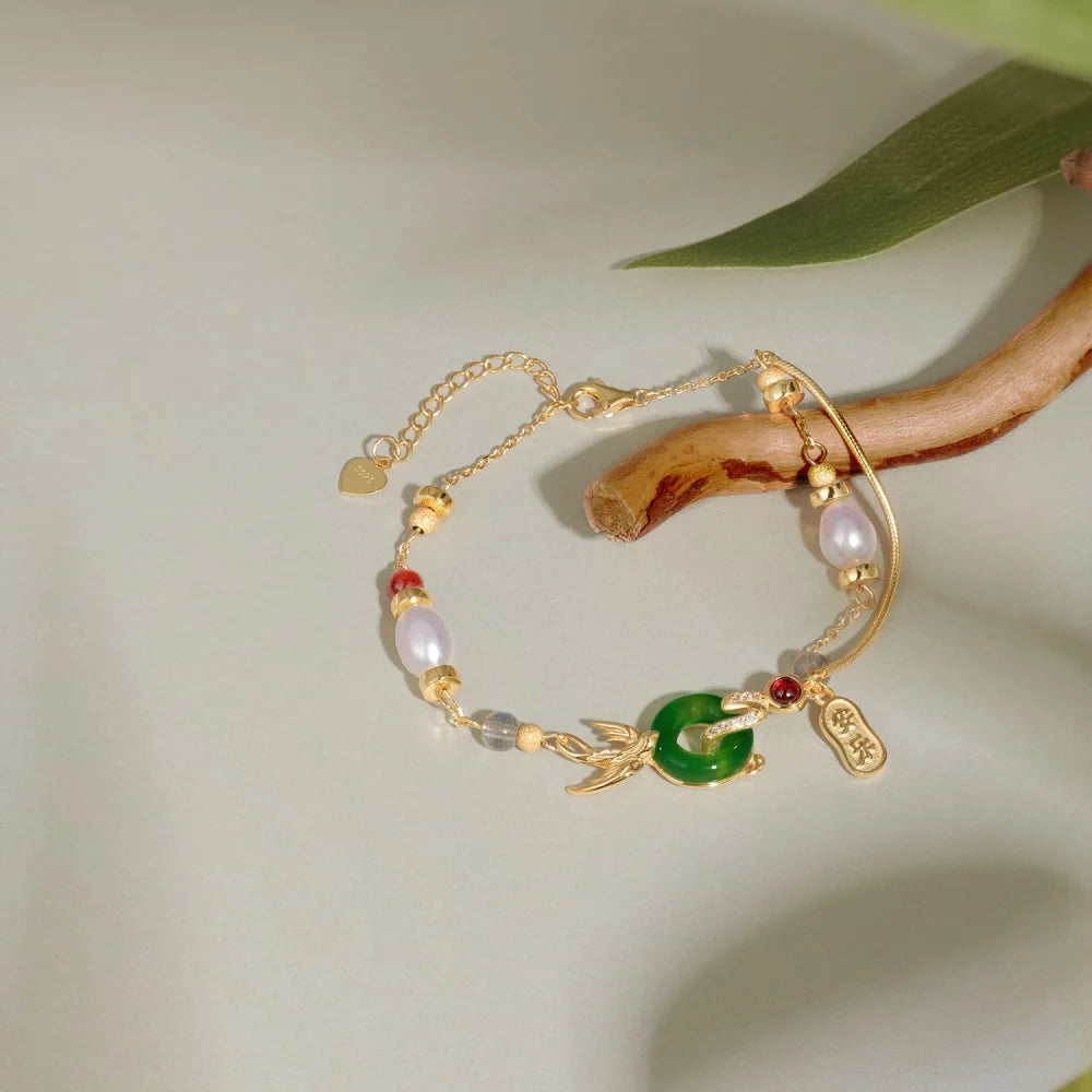 Silver Chinese Style Beaded Bracelet