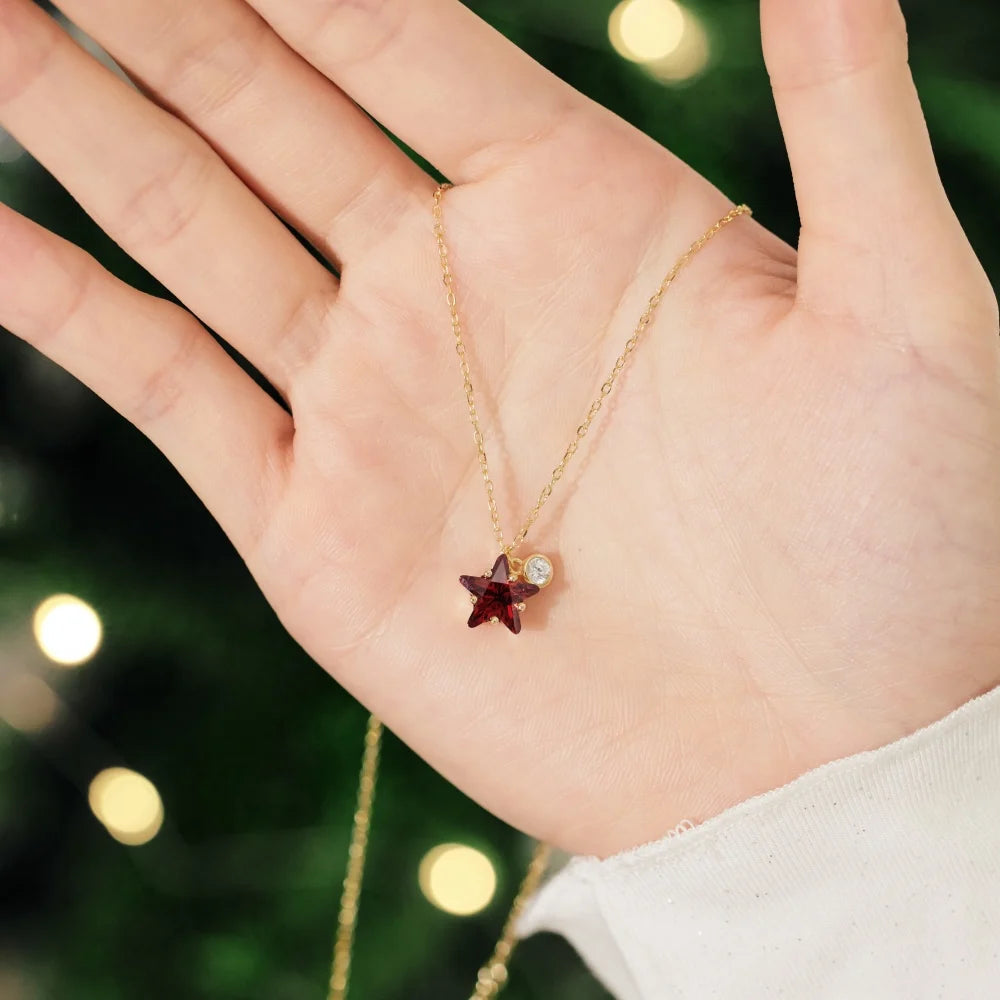 Silver Zircon Star Cut Single Pendant Necklace