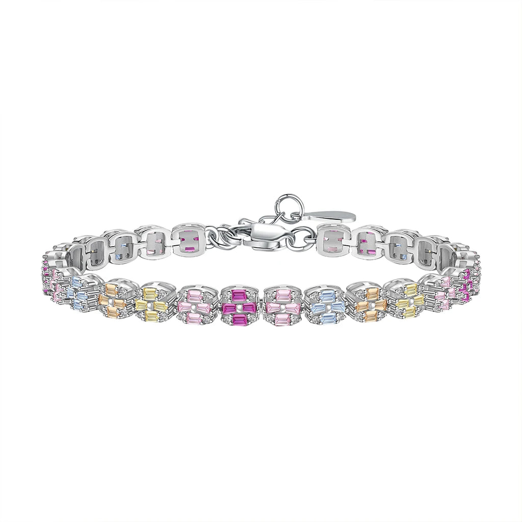 Silver Zircon Baguette Cut Cubic Tennis Bracelet