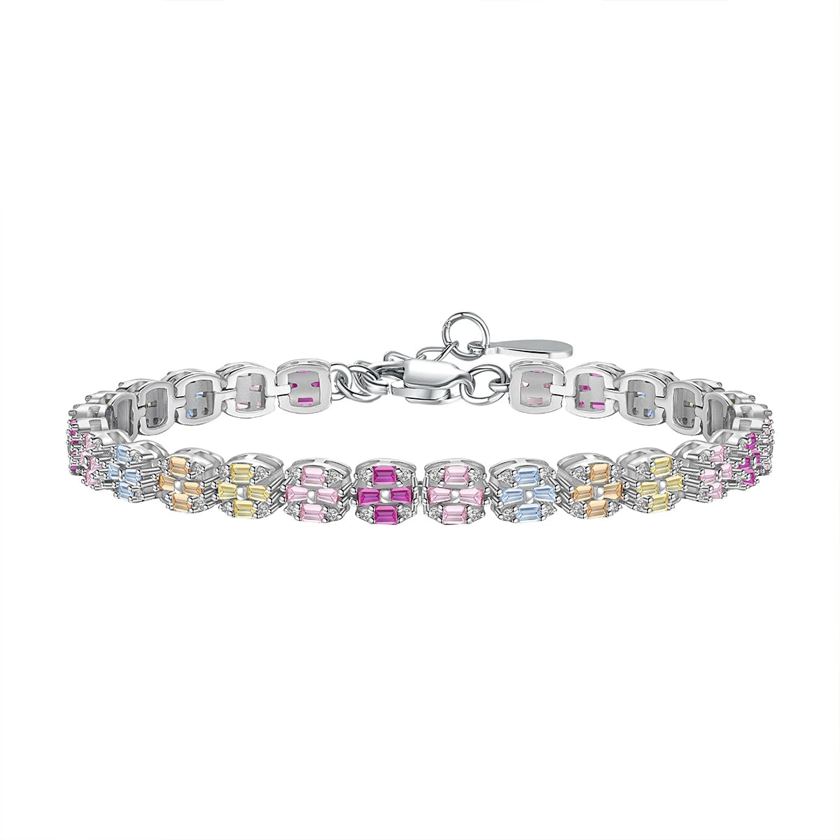 Silver Zircon Baguette Cut Cubic Tennis Bracelet