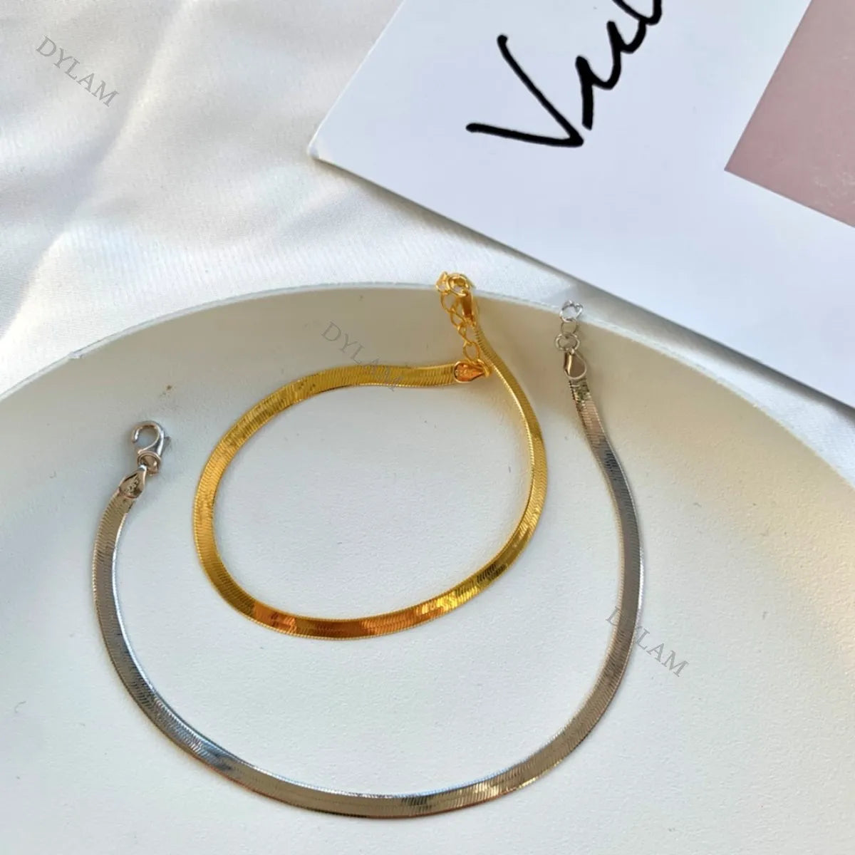 Silver Herringbone Chain Bracelet