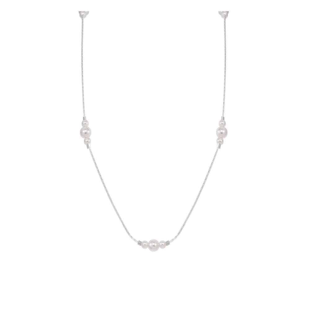Silver Pearl Link Beaded Necklace