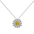 Silver Zircon Cushion Square Cut Daisy Pendant Necklace