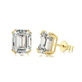 Silver Zircon Emerald Cut Curved Ear Studs