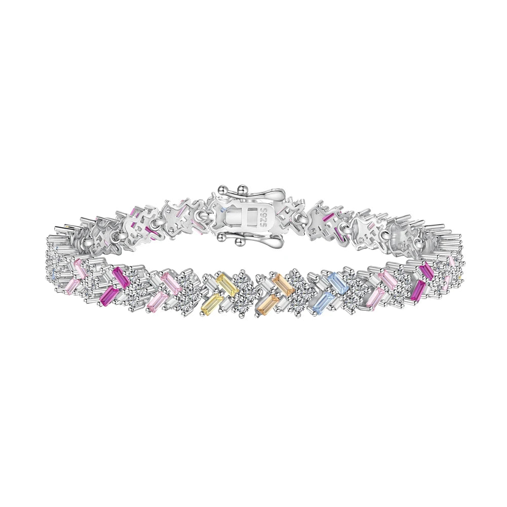 Silver Zircon Baguette Cut Arrow Tennis Bracelet