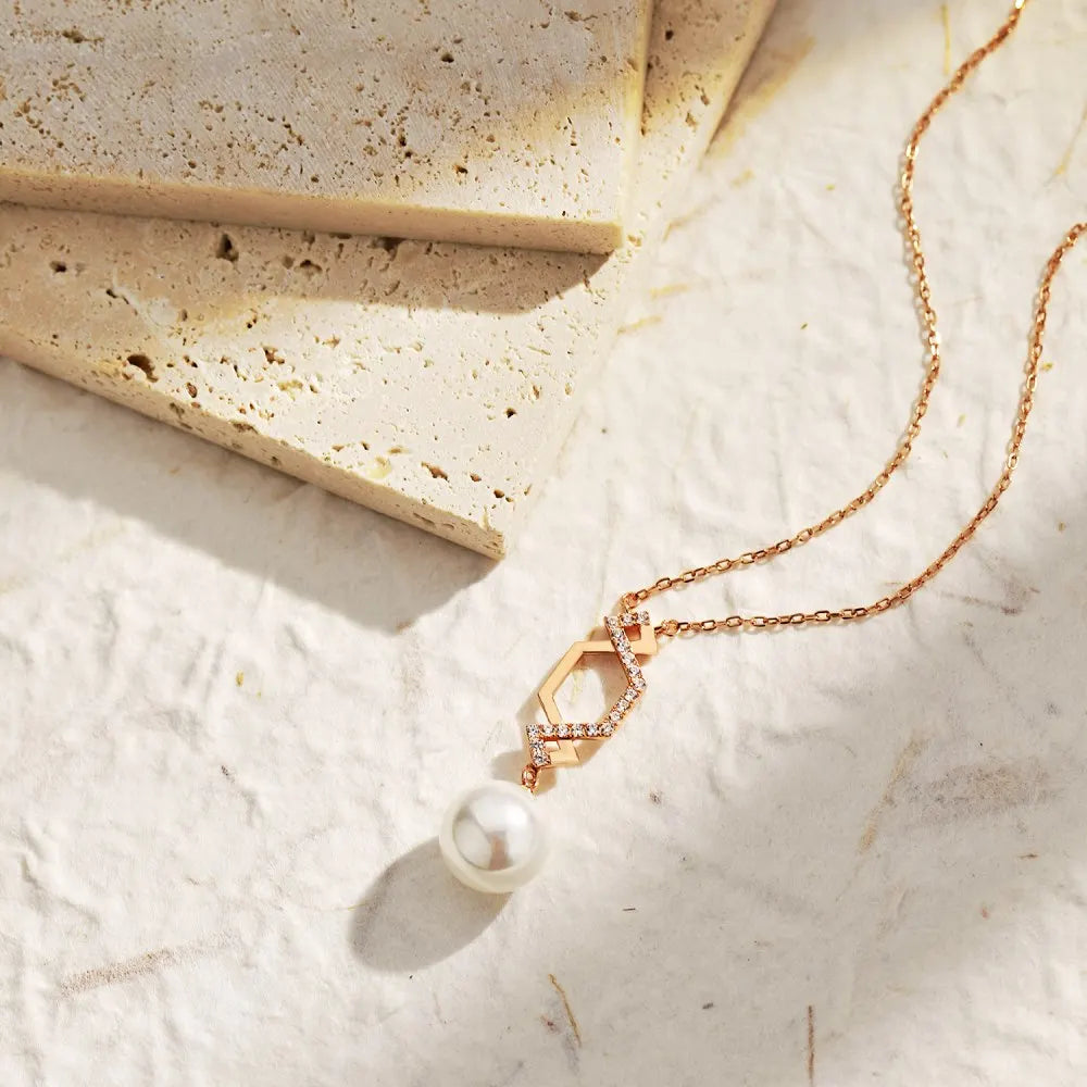 Silver Pearl Twisted Pendant Necklace