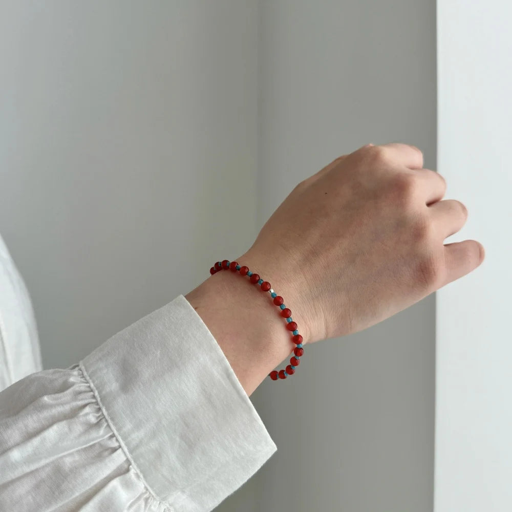 Silver Agate Round Cut Multi Shape Beaded Bracelet