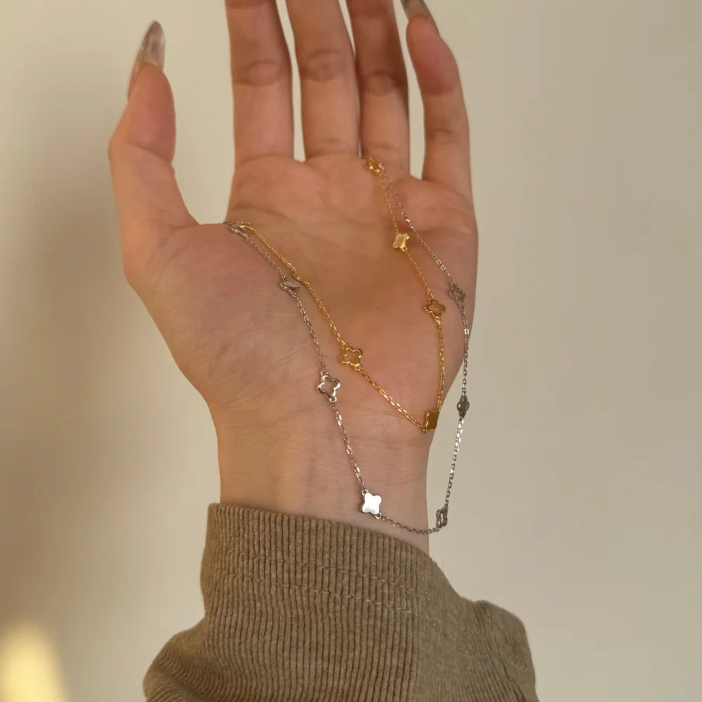 Silver Clover Chain Necklace